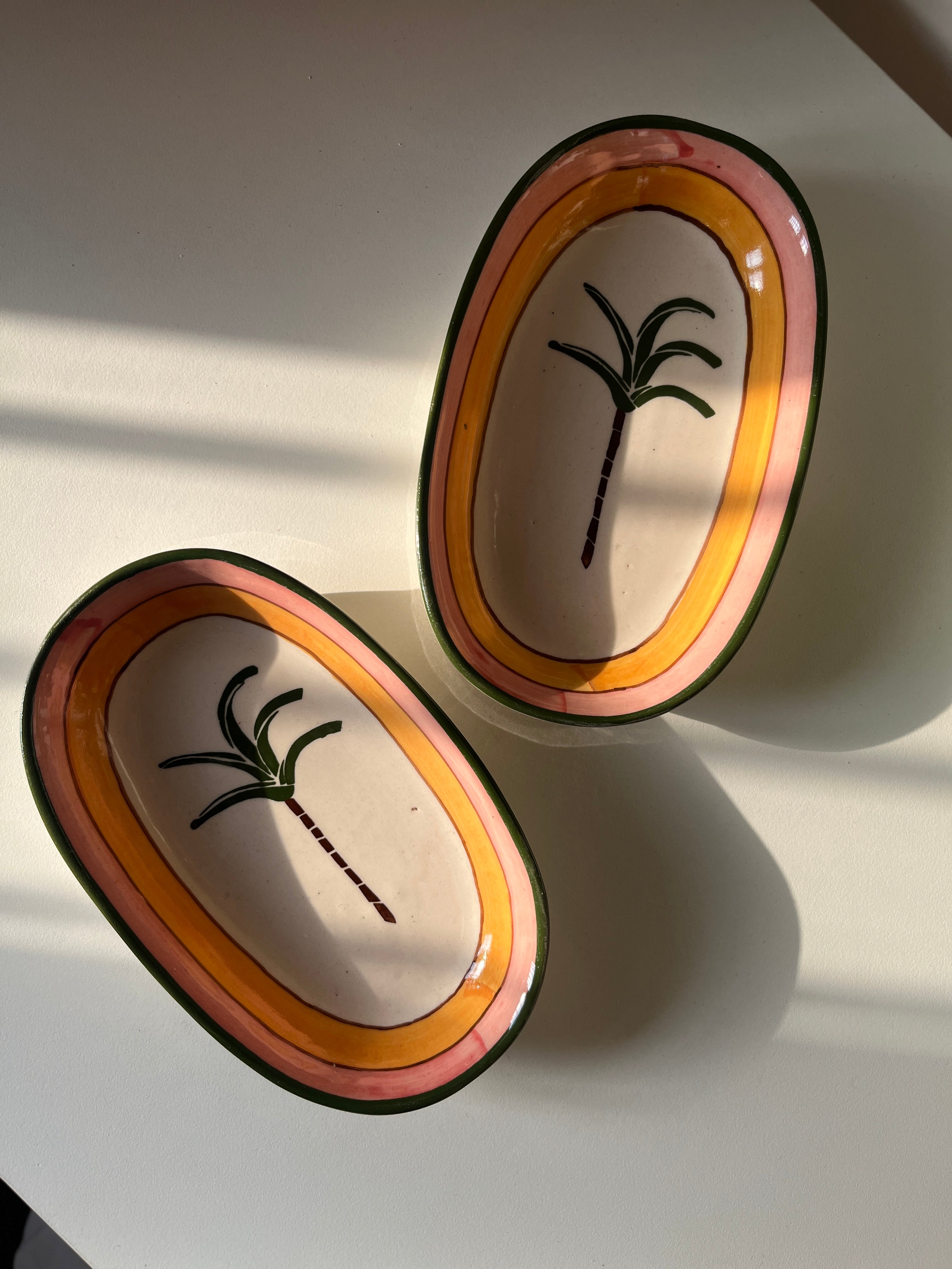 Tulum Ceramic Trinket Tray - Palm Motif - Single