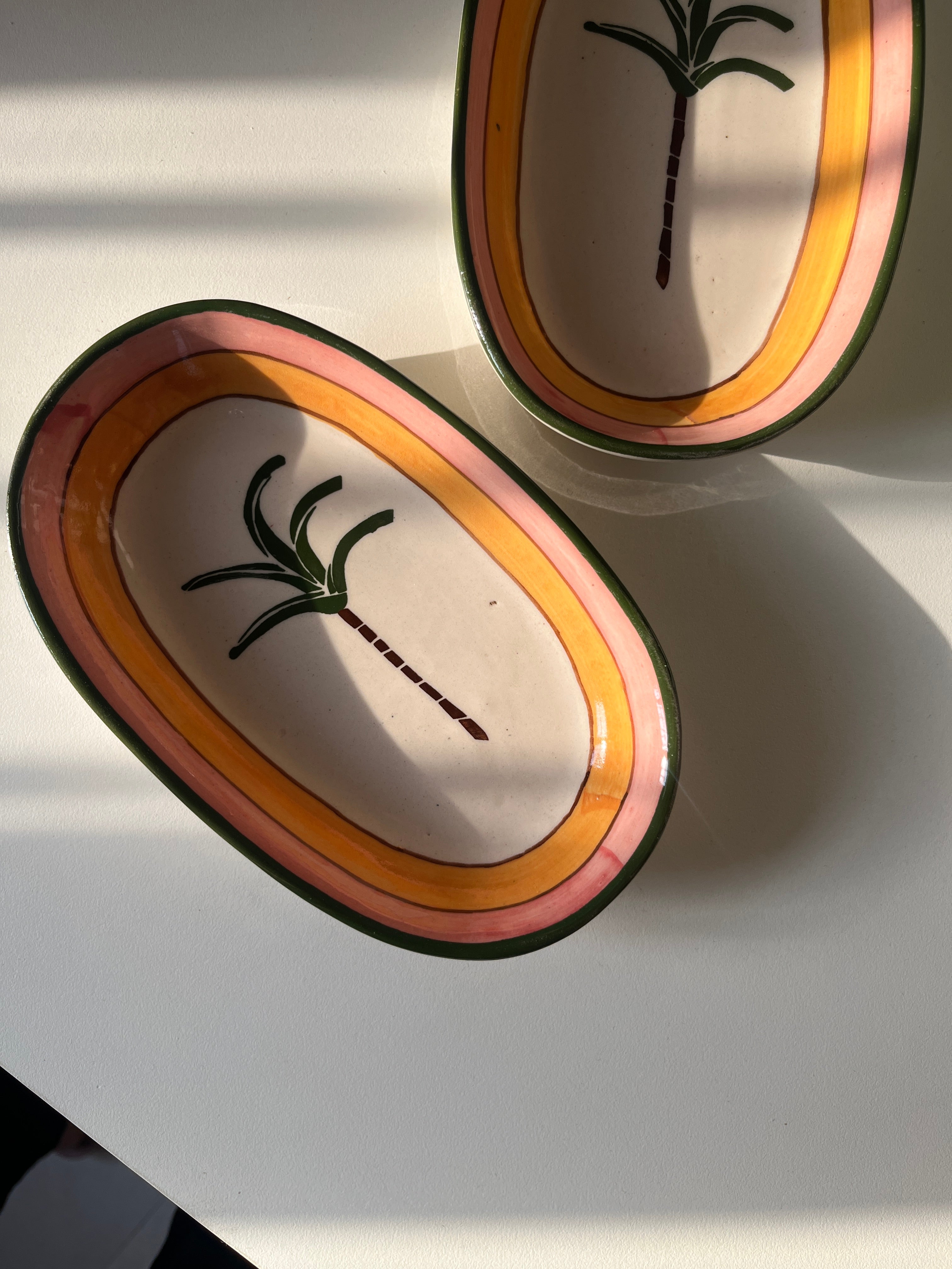 Tulum Ceramic Trinket Tray - Palm Motif - Single