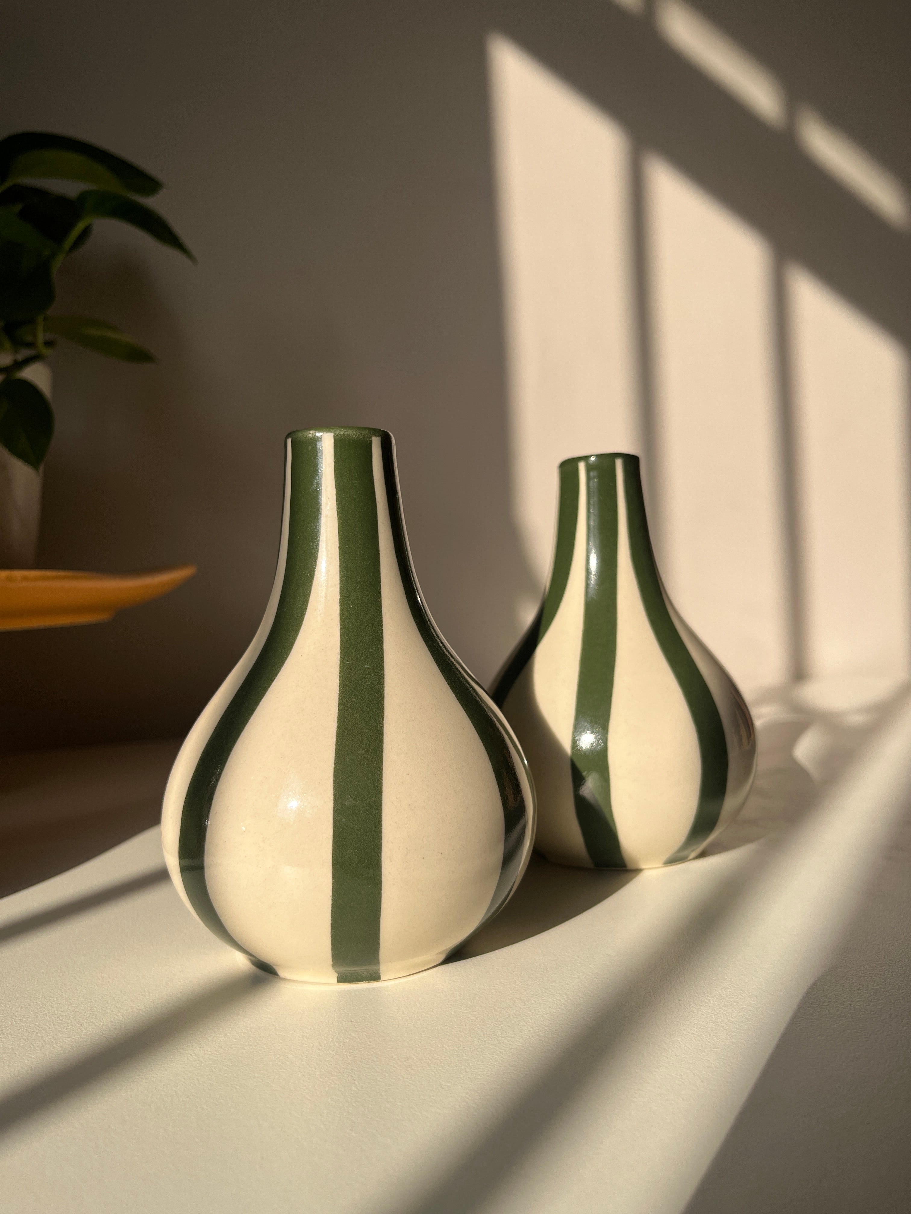 Piccolo Red, Green and Navy Striped Ceramic Vase - Single