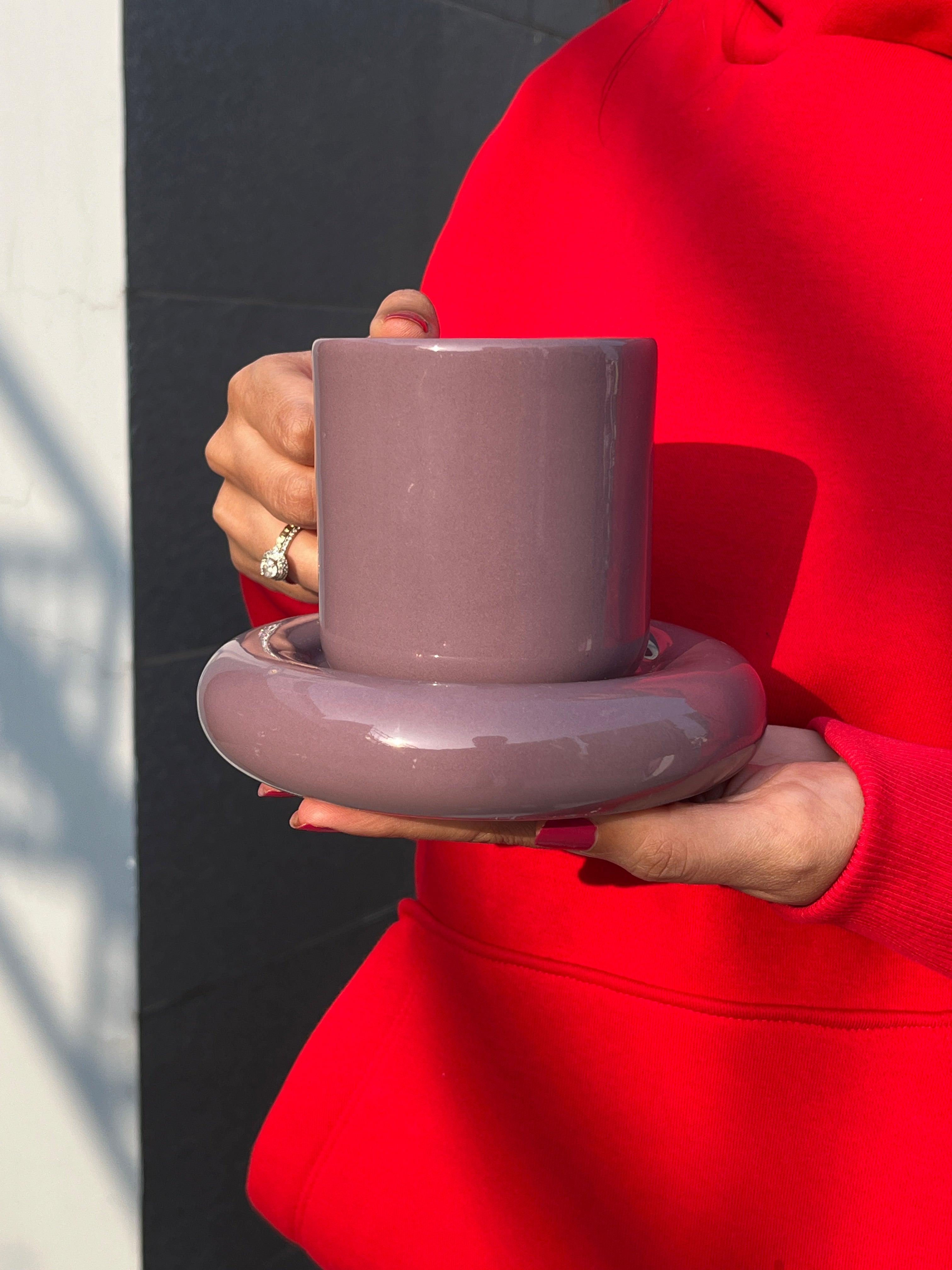 Purple Tubby Cup & Saucer