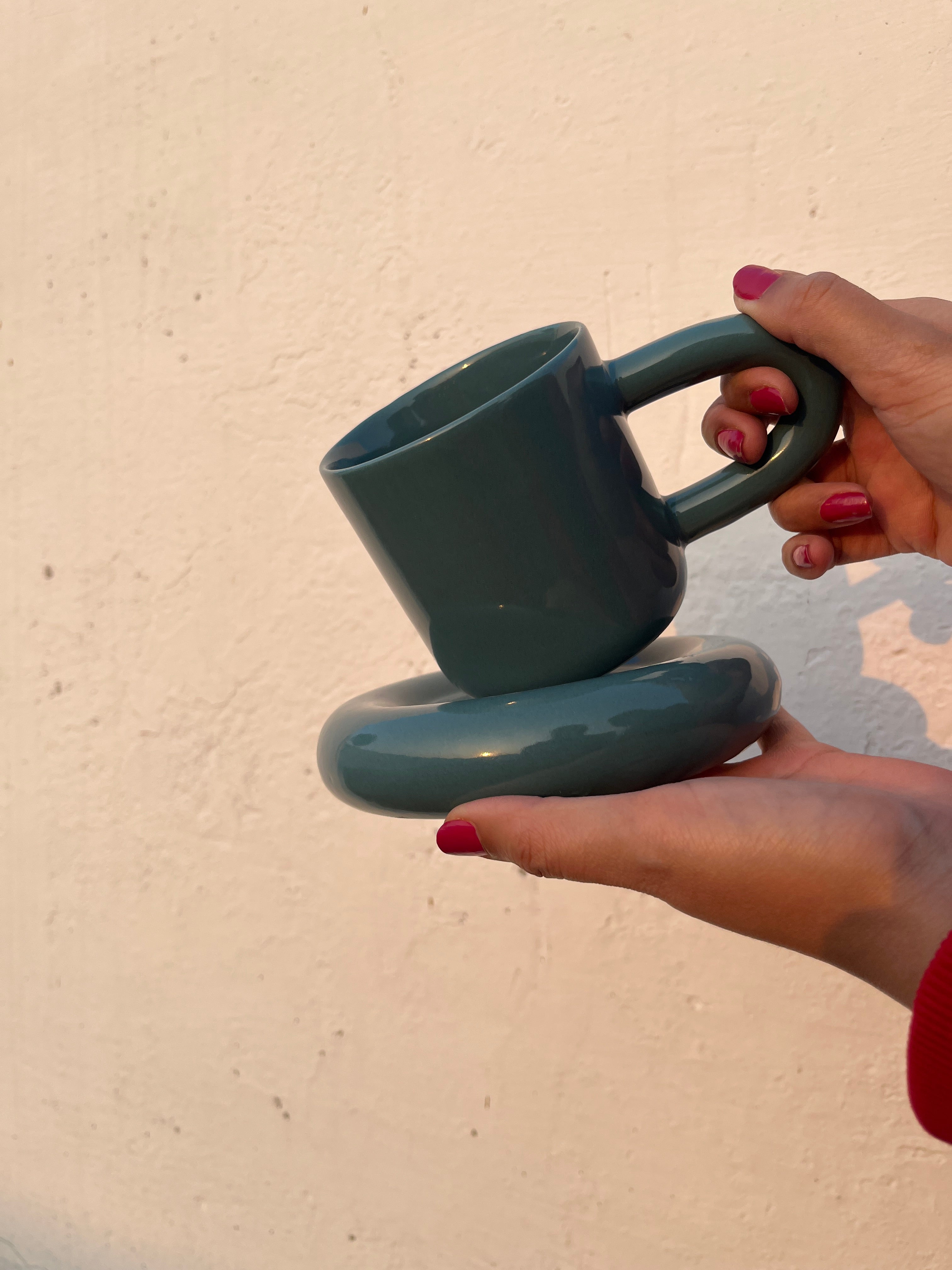 Teal Tubby Cup & Saucer