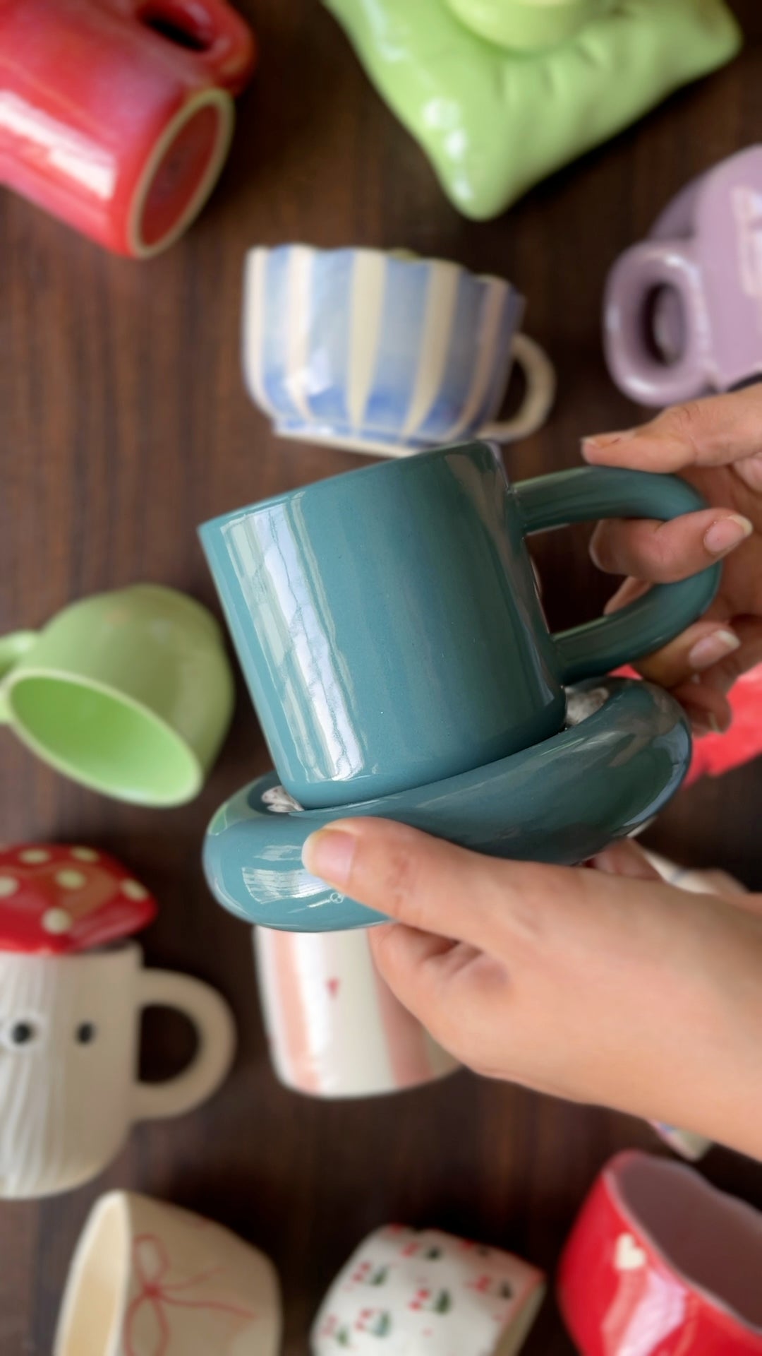 Teal Tubby Cup & Saucer