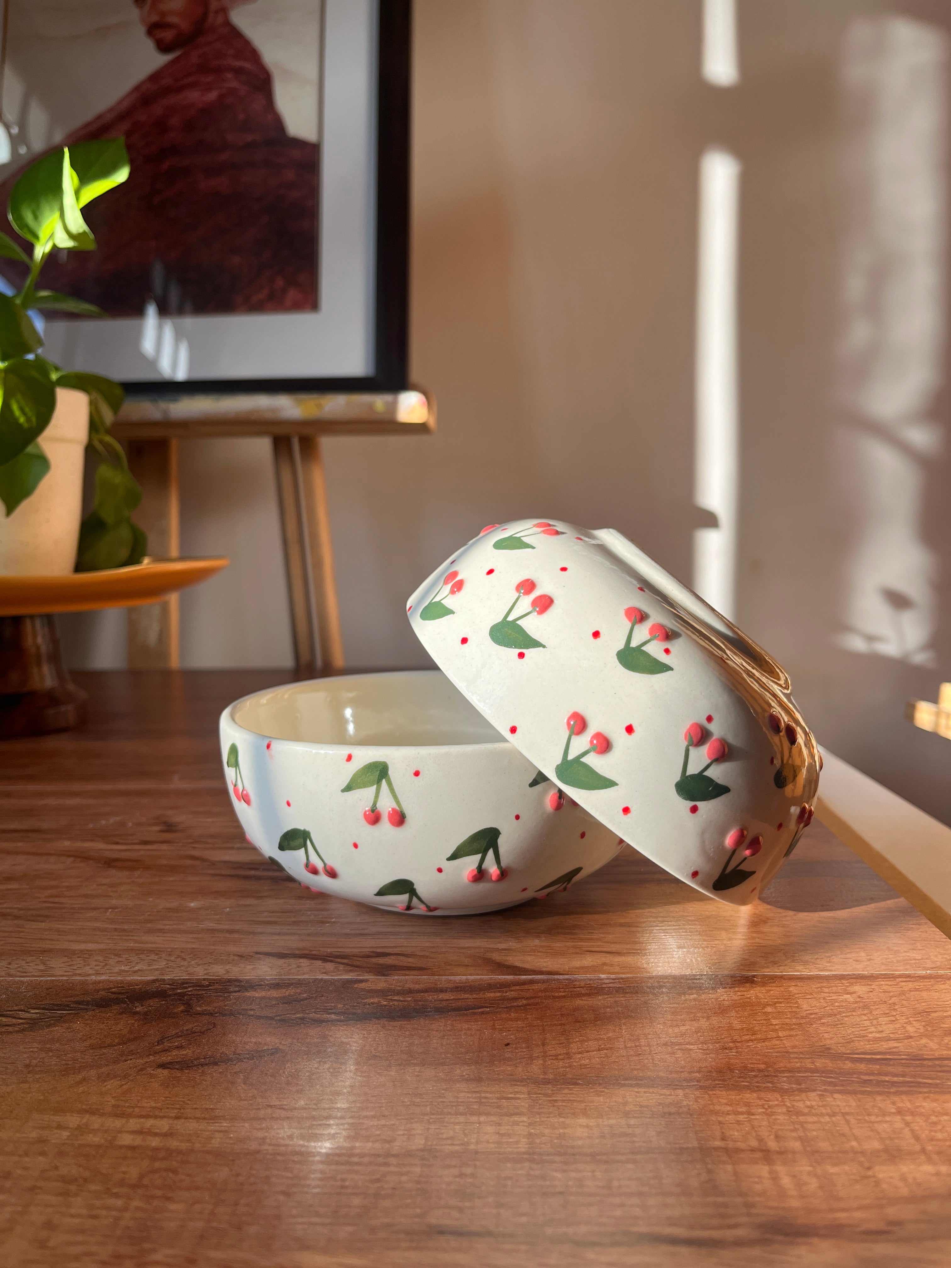Berry Berry ceramic bowl shown for size and serving capacity reference