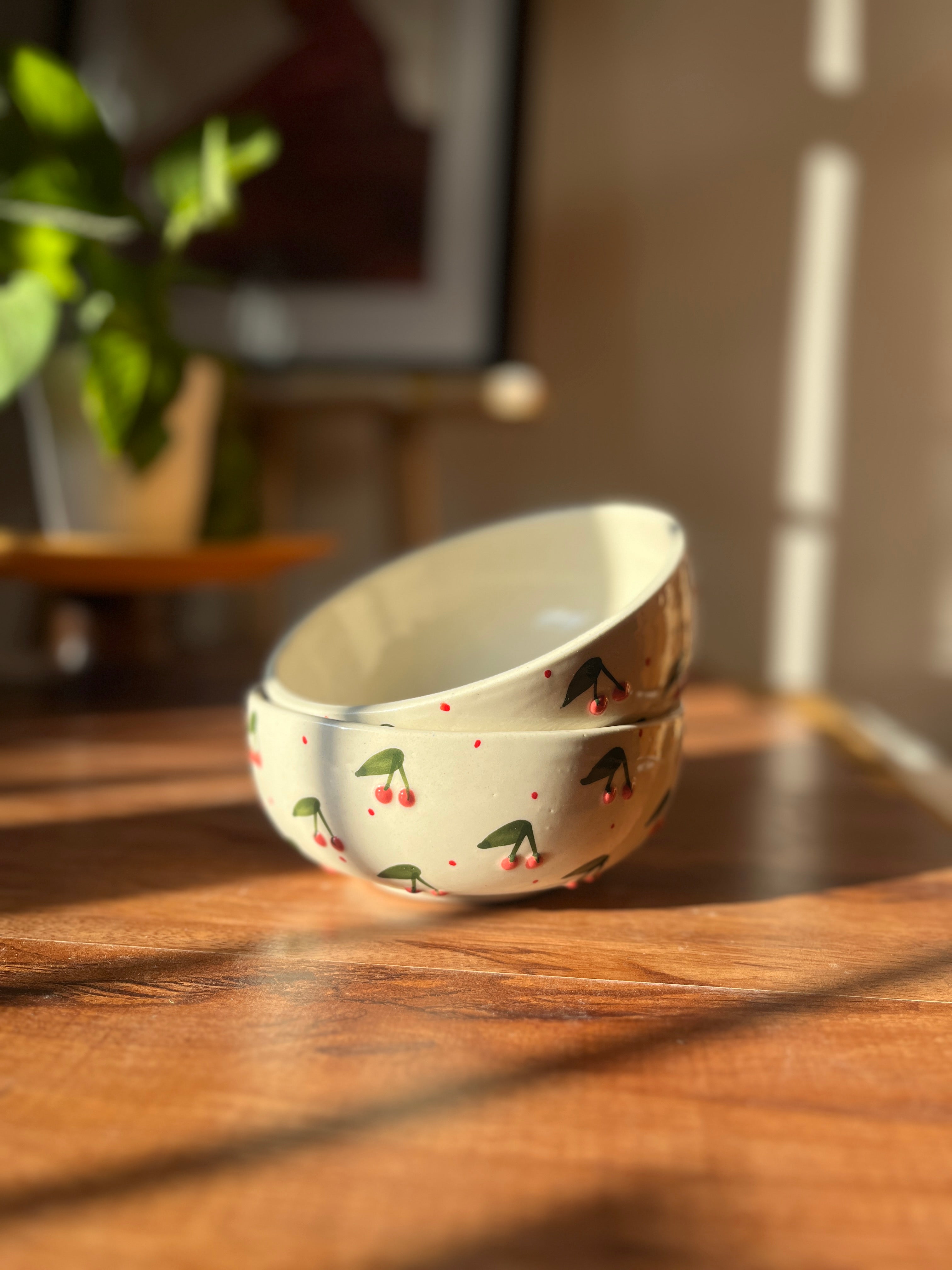 Handcrafted Berry Berry serving bowl with decorative berry motif