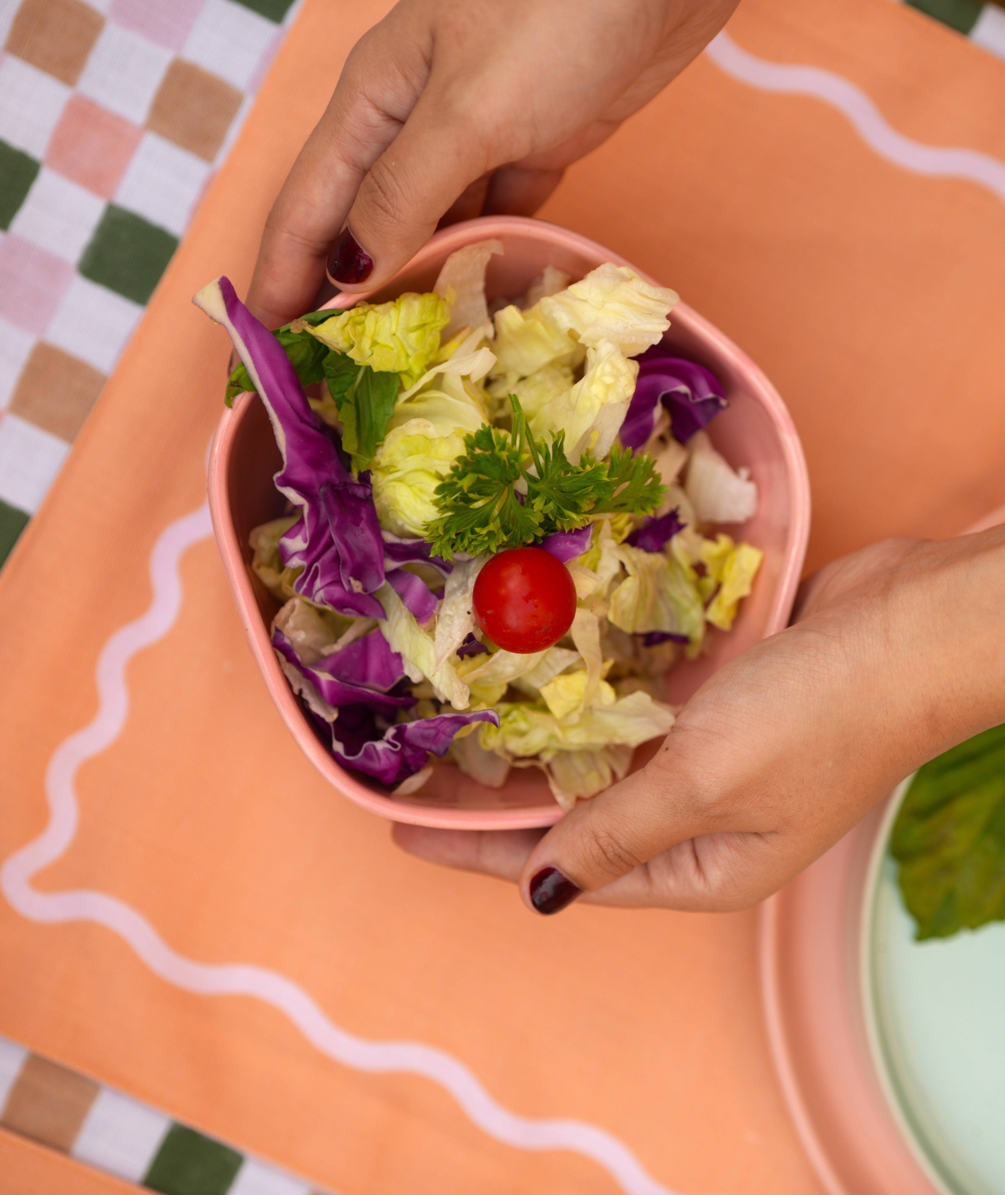 Top view of a handcrafted ceramic bowl for desserts and serving