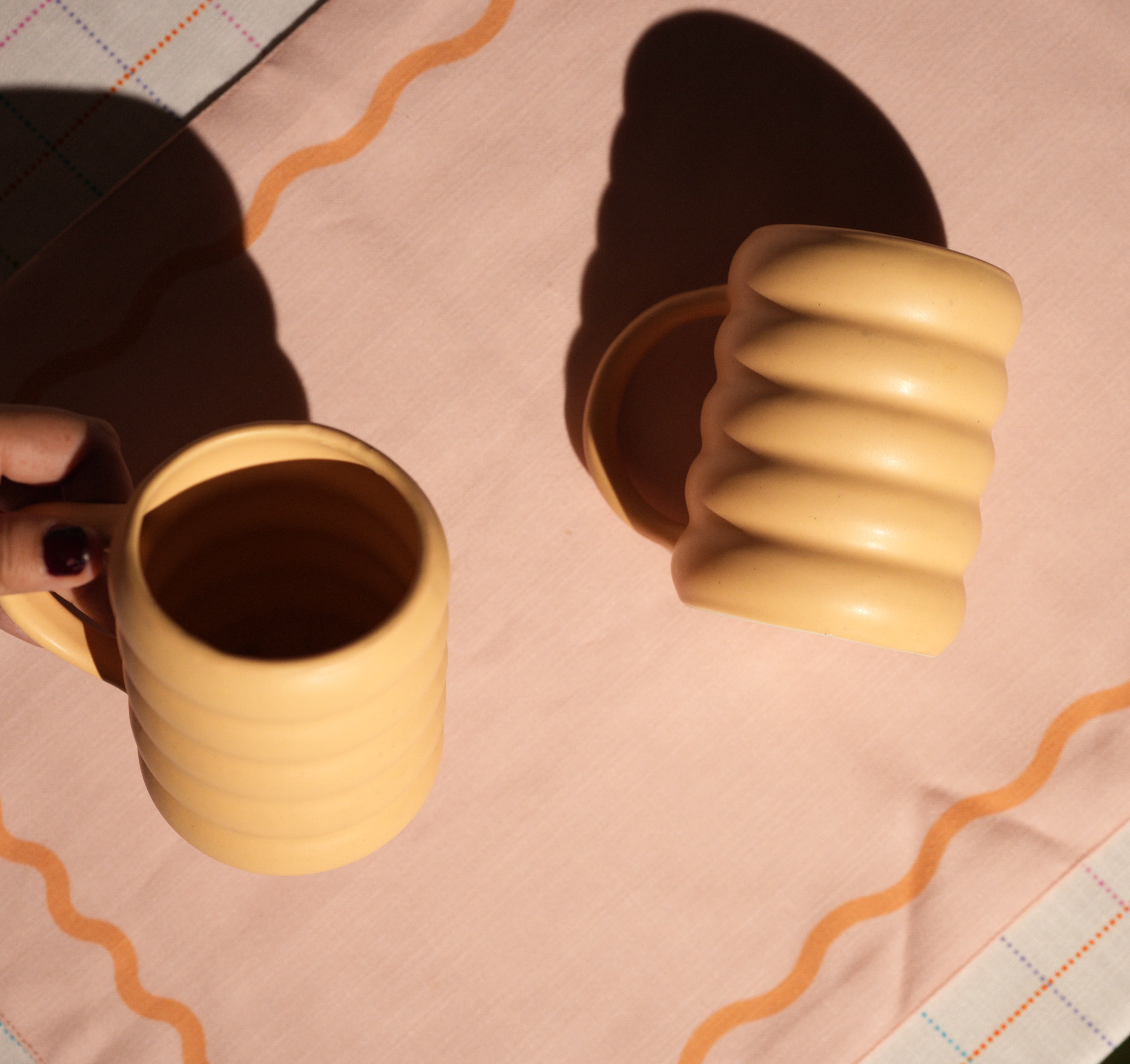 Rounded ceramic mug with comfortable chunky design