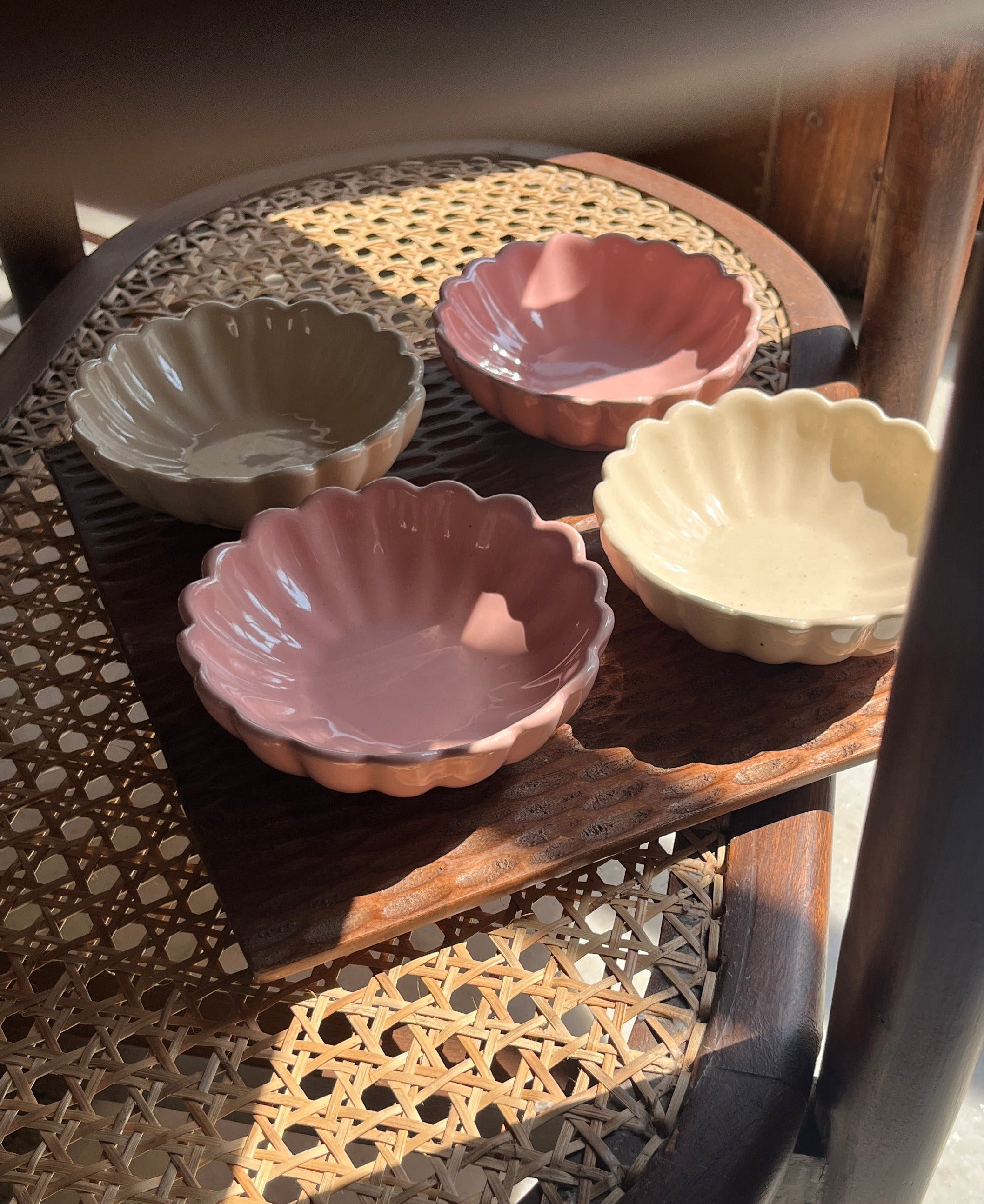Wooden tray and ceramic bowl set designed for entertaining and gifting.